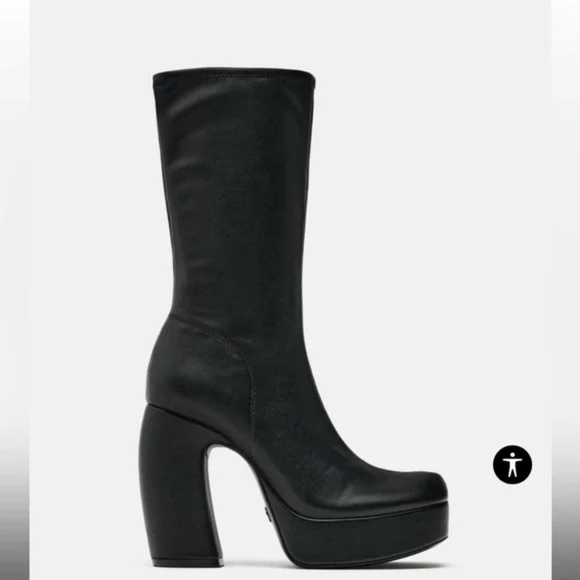 Zara Curved Heel Platform Boot - Picture 1 of 5